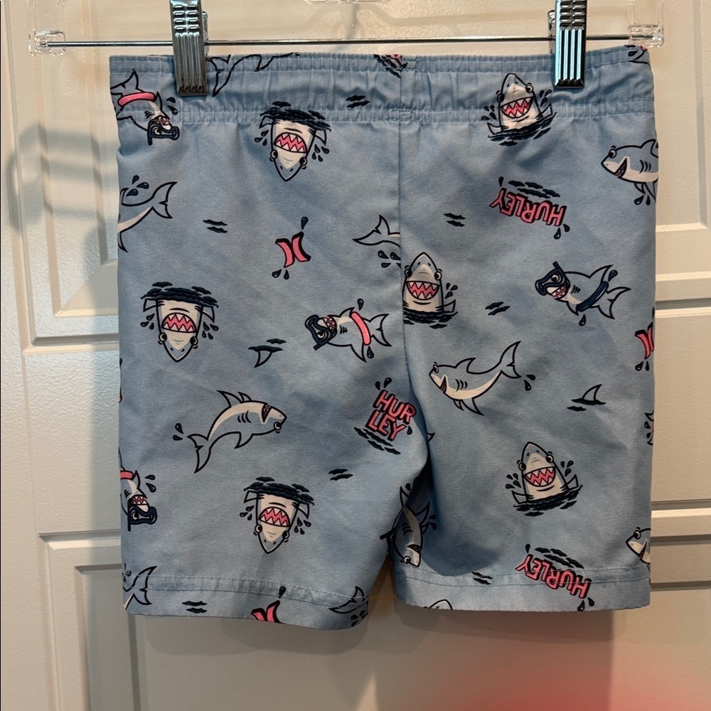 Hurley Light Blue Shark Pattern swim trunks - Picture 3 of 4